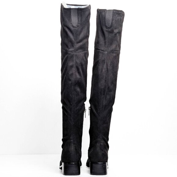 Marc Fisher Women Darwin Black Fabric Zip OTK Metal Pointy Toe Boots sz 8 - Picture 4 of 8